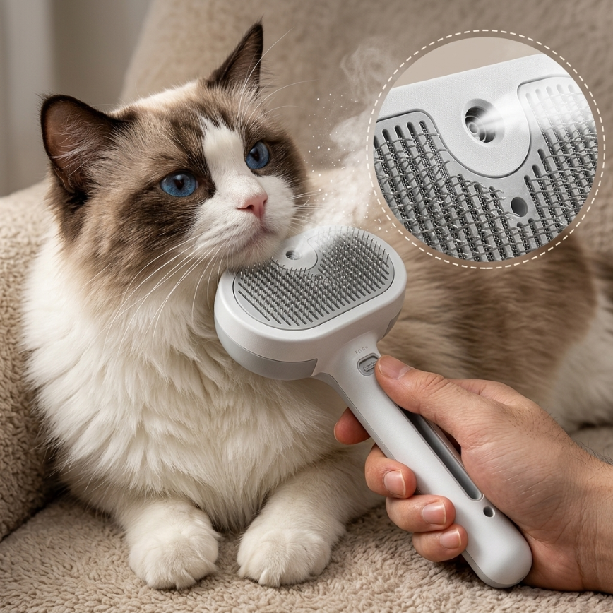 Electric Steam Pet Grooming Brush