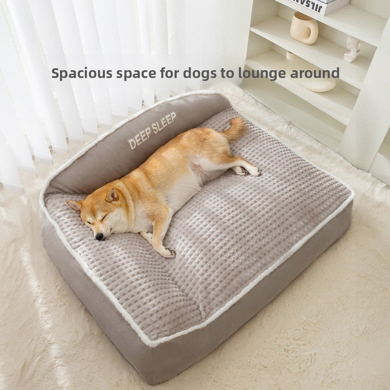 Plush Bolster Dog Cat Sofa Bed Washable Thermal Pet Nest