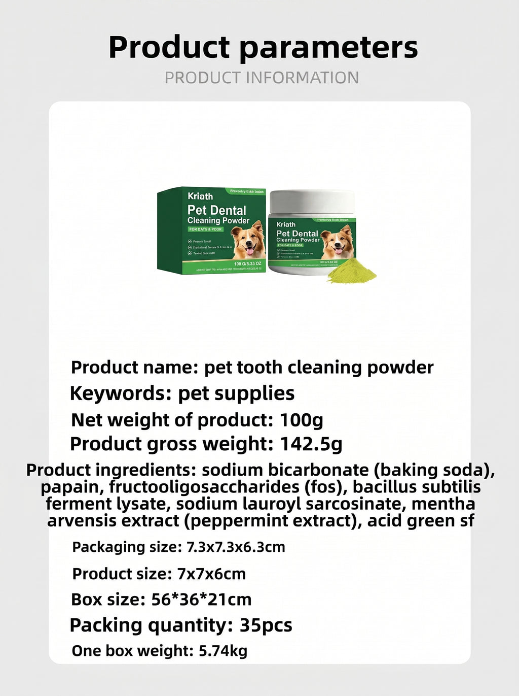 Pet Teeth Cleaning Powder for Cats and Dogs