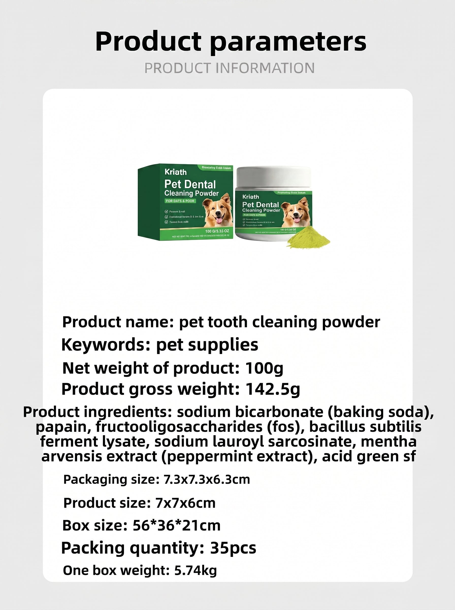 Pet Teeth Cleaning Powder for Cats and Dogs