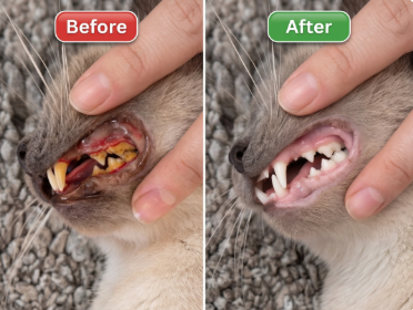Cat before and after dental review photo